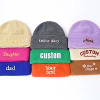 Bonnets d'hiver épais en tricot côtelé avec broderie personnalisée du logo de l'entreprise pour hommes et femmes
