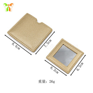 Mini portable makeup <b>mirror</b>, PU leather <b>small</b> <b>mirror</b>, simple makeup touch-up <b>mirror</b>, gift <b>mirror</b> case, customizable. - Product Image 2