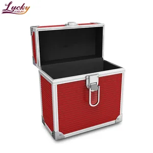 High Quality Red Color Aluminum Vinyl LP Record Storage Case Waterproof Aluminum DVD Carrying Case With Lock