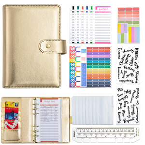 A6 Budget <strong>Binder</strong> with Zipper Envelopes PU Leather Money Organizer for <strong>Cash</strong> <strong>Stuffing</strong> Golden Budget Planner with <strong>Cash</strong> Envelopes - Product Image 1