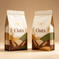 Sac d'emballage personnalisé à fond plat pour céréales, flocons d'avoine et son d'avoine, qualité alimentaire, avec impression de marque