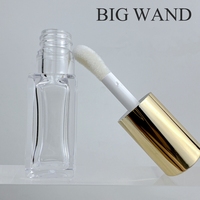 Flacon de gloss à lèvres carré avec bouchon doré, grand applicateur en forme de pied de biche, flacon épais transparent, tubes de gloss à lèvres avec applicateur brosse, 6 ml, 8 ml, étiquetage