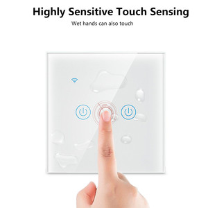 SLS WiFi Interruptor táctil inteligente <span class=keywords><strong>3</strong></span> <span class=keywords><strong>Gang</strong></span> ABS Interruptor de luz de pared Control remoto Estándar DE LA UE Single Live Wire Google Alexa 240V - Product Image 3