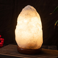 Lampe en sel de roche himalayen blanc naturel de 2-3 kg, lampe en cristal de sel blanc brut extraite à la main, interrupteur à intensité variable