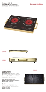 Cocina Infrarroja <span class=keywords><strong>de</strong></span> Doble Zona, 3500W, Estufa Eléctrica <span class=keywords><strong>de</strong></span> Dos Quemadores, Placa Calefactora <span class=keywords><strong>de</strong></span> Cerámica Portátil con Temporizador - Product Image 5