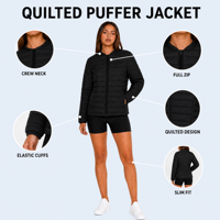 Veste d'hiver légère pour femmes, rembourrage 90% duvet de canard blanc, col rond, fermeture éclair, portable, ODM, vêtements d'extérieur personnalisés pour femmes