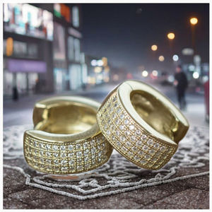 Pendientes de Moda Hip Hop en Plata, Oro y Cobre, con Circonitas Cúbicas, Diseño de Mariposa, para Hombre y Mujer, Pendientes de Aro Dorados para Mujer - Product Image 2