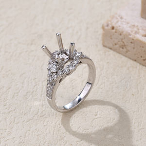 Diseño Artístico de Alta Calidad, Oro Blanco de 18K, Diamante de 0.706 Quilates, Diseño de Flor, Semi-Montura, Envío Inmediato, Joyería para Mujer - Product Image 3