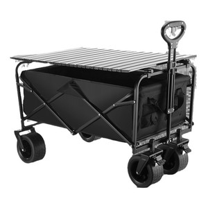 Folding Camping Cart 100x80x60cm Four-Wheel Telescopic Handle Waterproof Storage Outdoor Use - Product Image 1