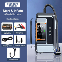 Démarreur portable 6-en-1 : booster de batterie de voiture, chargeur de batterie externe, pack de batteries au lithium, pompe à air pour pneus, gonfleur de pneus avec lumière