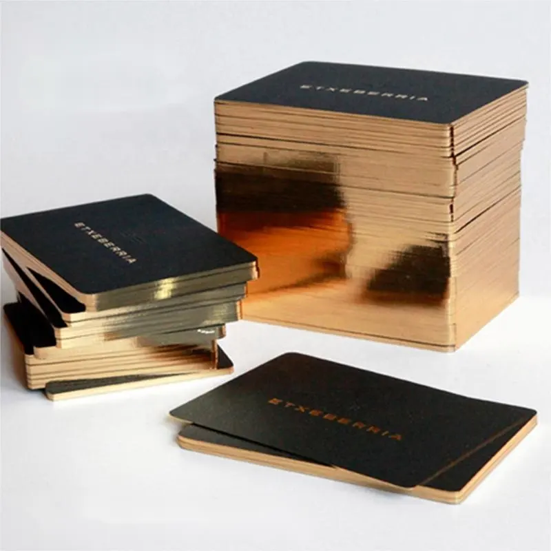 Free Design Custom Gold Foil Name Cards High Quality Paper Printing Black Business Card Printing