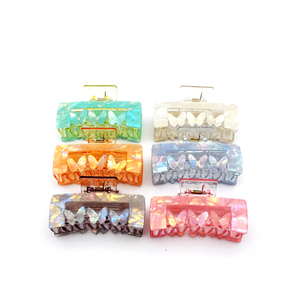 Style coréen bas prix en gros 8.8cm <span class=keywords><strong>carré</strong></span> creux papillon cheveux griffes mignon brillant griffe cheveux pince dames pince en gros - Product Image 1
