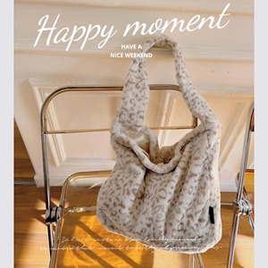 Sac à main polyvalent rétro imprimé léopard en peluche pour femmes grande capacité Niche fourre-tout fait maison automne hiver sac à aisselles - Product Image 4