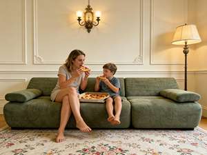 圧縮式コンバーチブルソファ 真空パック 家族向け モジュール式 取り外し可能なアームレスト セグメントデザイン モダンリビングルーム - Product Image 2