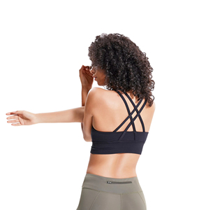 Meilleur vendeur vêtements de sport pour femmes imprimé <span class=keywords><strong>léopard</strong></span> rembourré <span class=keywords><strong>soutien</strong></span>-<span class=keywords><strong>gorge</strong></span> de sport dos croisé Yoga haut court doublure en Spandex Fitness haut court ensemble - Product Image 6