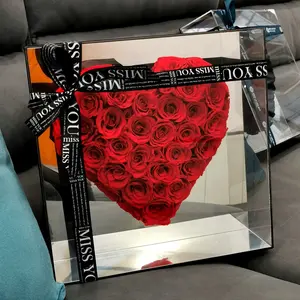 Lusso Forever Flower Heart Shape Mirror confezione regalo in acrilico rosa eterna conservata per r regalo di san valentino