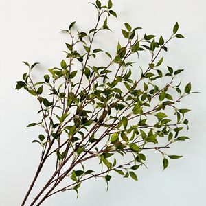 Queyiyi Fleurs Artificielles Branches de Feuilles Triangulaires en Soie Verte Décoration d'Intérieur Ornement de Table - Product Image 2