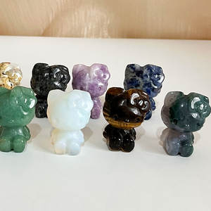 Sıcak satış 1.5 inç Mini doğal taş el oyma kristal merhaba KT kedi dekoratif hediyeler için sevimli heykelcik - Product Image 3