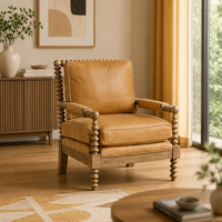 Fauteuil d'appoint moderne rembourré avec structure en bois massif, fauteuil de détente pour salon ou coin détente