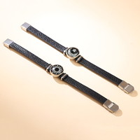 Gloeiende zon-maan paararmband Lichtgevende leren band Unisex Valentijnscadeau voor hem haar beste vrienden bijpassende sieraden
