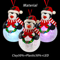 Pingouin Led fait à la main et renard lumineux brillant avec canne en bonbon arbre de Noël ornement suspendu pour la décoration de cadeau de fête de Noël