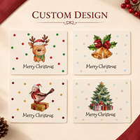Cartes de Noël en aquarelle mignonnes et variées, cartes en papier illustrées festives avec des motifs d'arbre de Noël, de cloche et d'oiseaux pour les vœux de fêtes
