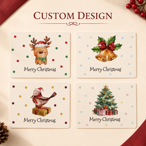 Simpatiche Cartoline Natalizie Assortite in Stile Acquerello, Biglietti Illustrati Festivi con Disegni di Albero di Natale, Campana e Uccelli per <span class=keywords><strong>Auguri</strong></span> Festivi - Product Image 4
