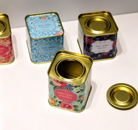 Boîte en fer blanc carrée de qualité alimentaire pour le thé, hermétique, en métal, pour le stockage, pour le thé aux fleurs, les bonbons, emballage vide