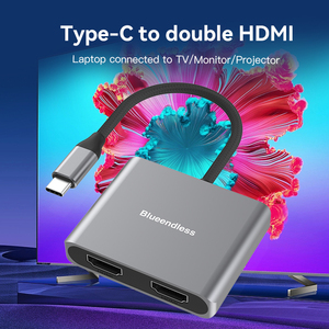 4K 60Hz Dual HDTV Video <span class=keywords><strong>USB</strong></span> C <span class=keywords><strong>USB</strong></span>-C Type-C trung tâm máy tính xách tay màn hình kép MST Docking Station với Dual HDTV 2 HDTV - Product Image 2