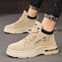 Bottes Martin tendance pour hommes en gros, tige en PU artificiel, semelle robuste résistante à l'usure, bottes courtes décontractées style streetwear