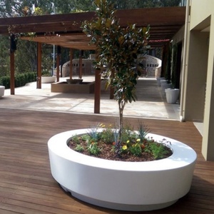 Jardinières personnalisées avec banc, en fibre de verre, grandes jardinières d'extérieur, mobilier commercial d'extérieur - Product Image 5