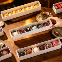 Boîte en papier personnalisée pour chocolat et fraises, qualité alimentaire, avec fenêtre transparente intégrale en PET, emballage pour desserts, bonbons et biscuits
