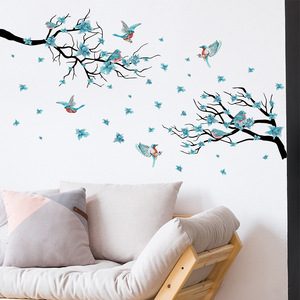 Adesivi da <span class=keywords><strong>parete</strong></span> in PVC rimovibili impermeabili per <span class=keywords><strong>albero</strong></span> rami fiori uccelli TV sfondo per camera da letto - Product Image 2