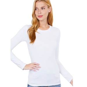 Womens White Long Sleeves t Shirts <b>Top</b> Quality Best Colors Collection Womens Casual t Shirts with Custom Printing Service - Product Image 1