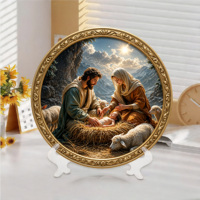 Nouvelle plaque décorative religieuse catholique chrétienne en résine 3D en relief avec support, ornement mural ou de table pour la maison