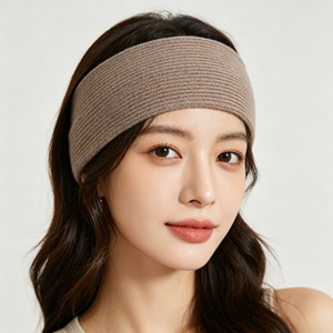 Diadema de punto acanalado 100% cachemira pura para mujer, banda elástica deportiva para yoga y cuidado facial, accesorio cálido de invierno para el cabello. - Product Image 4