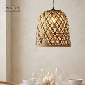 Lámpara de Bambú Tejida con Diseño Hueco <span class=keywords><strong>Merlin</strong></span> Living, Estilo Wabi Sabi y Pastoral, Venta al por Mayor de Fábrica Chaozhou, OEM/ODM - Product Image 4