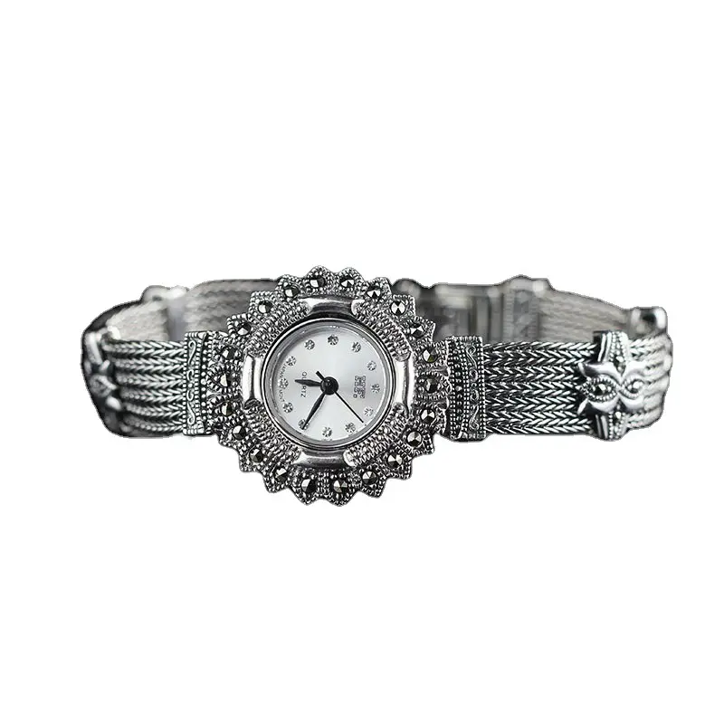Jam tangan-relojes de Plata de Ley 925 para mujer, pulsera de lujo a la moda, en línea