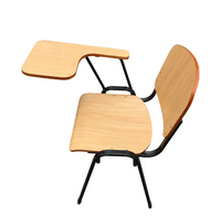 Chaise d'écolier en bois avec tablette d'écriture pour salle de formation et mobilier scolaire