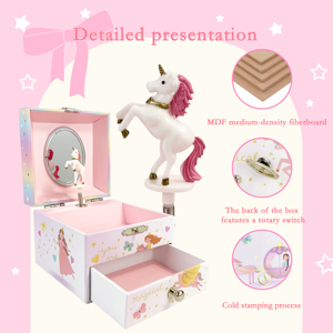 Caja <span class=keywords><strong>de</strong></span> Música y Joyería <span class=keywords><strong>de</strong></span> MDF Personalizada Yiyu, Diseño <span class=keywords><strong>de</strong></span> Princesa, Almacenamiento <span class=keywords><strong>de</strong></span> Madera Ecológico con Espejo, Regalo <span class=keywords><strong>para</strong></span> Niñas - Product Image 3