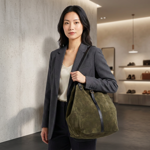 Pochette élégante en cuir véritable BS International pour femme, fermeture éclair, imperméable, légère, grande capacité 3L+, amovible - Product Image 1