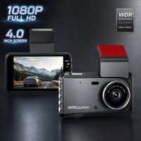 Caméra de tableau de bord intelligente 1080P, double objectif, DVR, WiFi intégré, écran HD 4 pouces, USB, mini batterie 150mAh, WDR, enregistrement en boucle, enregistreur vidéo