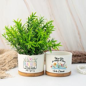 Pots en céramique Tables en pot Cadeau Plateaux en bambou Images personnalisées One-Piece Custom - Product Image 5