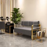 Sillón de Peluquería Moderno de Gran Venta, Set de Muebles de Barbero de Metal y Cristal con Espejo LED, Carrito y Cama de Lavado para Salón de Belleza