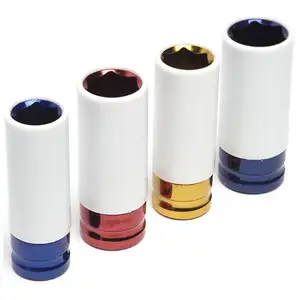 Auto Repair Tool 1/2'' Colorful Sleeve Tire Protection Pneumatic Thin Wall Deep Impact Nut Socket