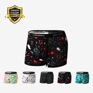 Sous-vêtements d'été en soie de glace fine et respirante pour hommes Mode <span class=keywords><strong>Graffiti</strong></span> imprimé élastique Logo personnalisé Slips pour hommes Boxers - Product Image 1