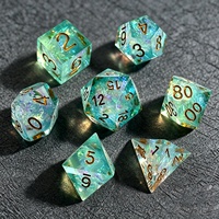 Vente en gros usine : Ensemble de dés polyédriques en résine bleu ciel à bords tranchants, 7 dés personnalisés pour D&D et jeux de rôle de table