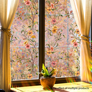 Stained Glass Privacy <strong>Window</strong> <strong>Film</strong> Rainbow Green Leaves Glass Door <strong>Film</strong> Static Cling <strong>Window</strong> Cling <strong>Covering</strong> for Home and Office - Product Image 6