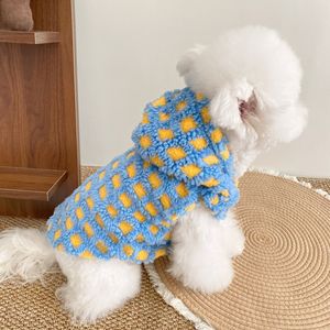 Cute Fluffy Pet <b>Coat</b> Winter Warm Fleece <b>Lined</b> Vest For Bichon Frise Puppy Red And Blue - Product Image 3