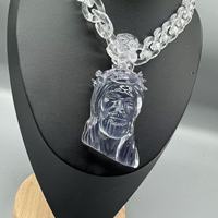 Ins nouvelle tendance Cool fille fête bijoux résine pendentif saint jésus croix acrylique collier Style Punk Transparent acier inoxydable